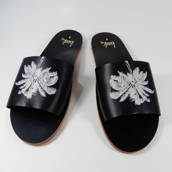 Beek Mockingbird Palm Flat Slide SANDALS Size 8 Black Leather NEW - Picture 5 of 14